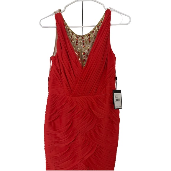 NWT Adrianna Papell Women’s Jeweled Coral Back Zipper Dress Size 4 Color Man - Picture 3 of 7